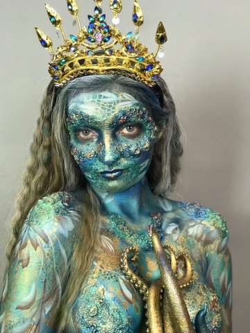 Ocean Goddess Body Art with Prosthetics